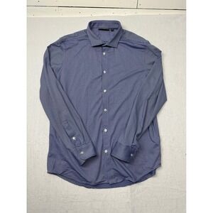 Murano Slim Fit‎ Performance Dress Shirt Blue Gingham Mens XL